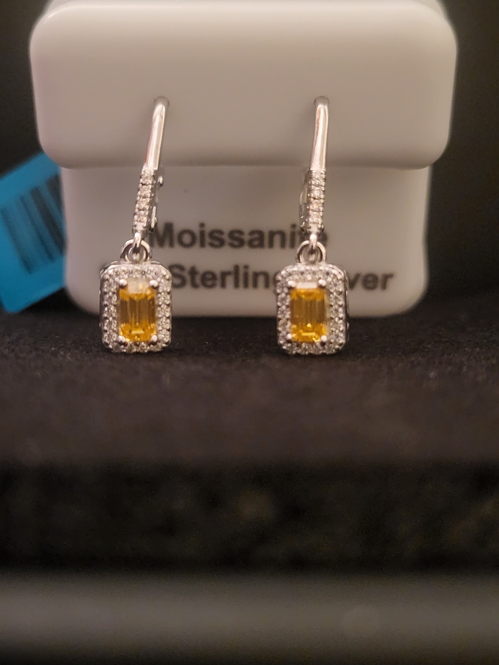 Sterling Silver Yellow Halo Drop Earrings